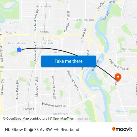 Nb Elbow Dr @ 73 Av SW to Riverbend map