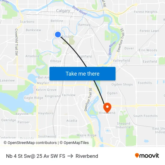 Nb 4 St Sw@ 25 Av SW FS to Riverbend map