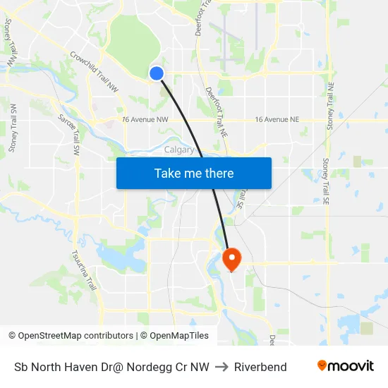 Sb North Haven Dr@ Nordegg Cr NW to Riverbend map