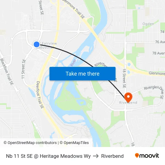 Nb 11 St SE @ Heritage Meadows Wy to Riverbend map