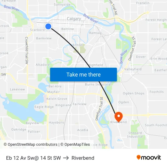 Eb 12 Av Sw@ 14 St SW to Riverbend map