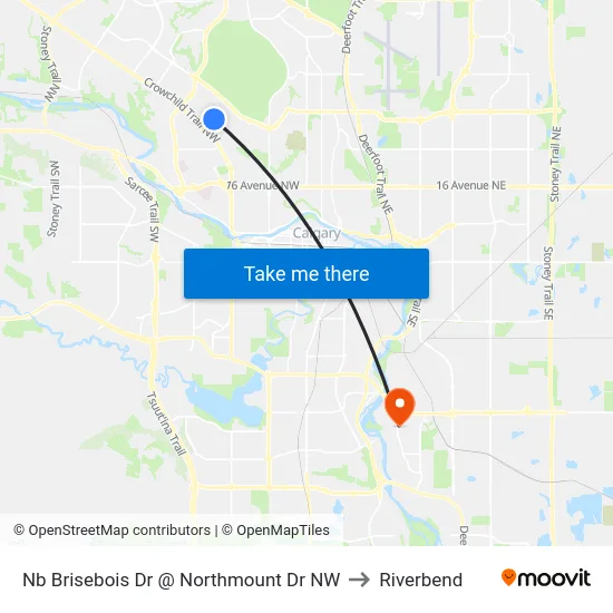 Nb Brisebois Dr @ Northmount Dr NW to Riverbend map