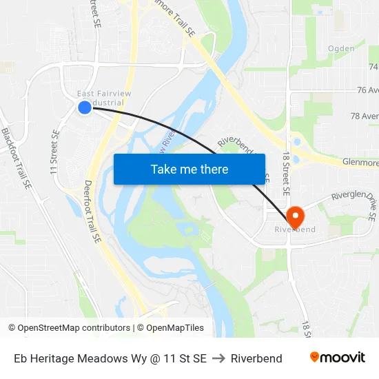 Eb Heritage Meadows Wy @ 11 St SE to Riverbend map