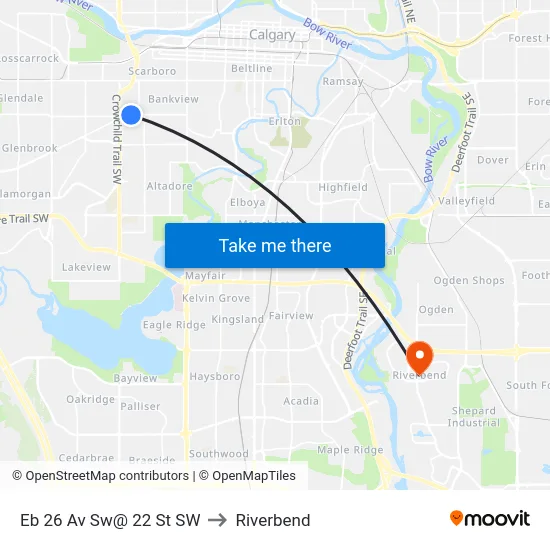 Eb 26 Av Sw@ 22 St SW to Riverbend map