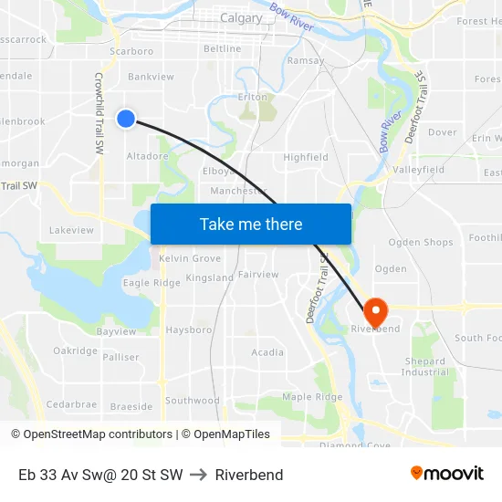 Eb 33 Av Sw@ 20 St SW to Riverbend map