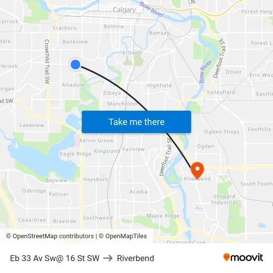 Eb 33 Av Sw@ 16 St SW to Riverbend map