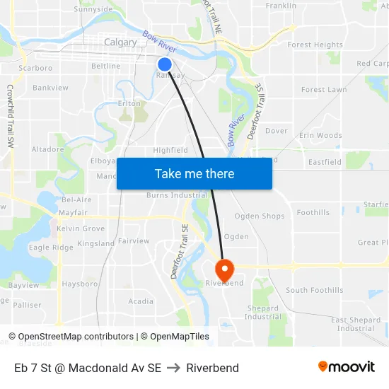 Eb 7 St @ Macdonald Av SE to Riverbend map