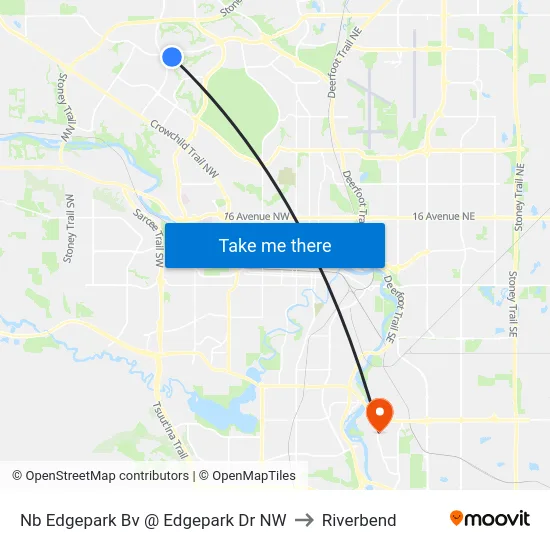 Nb Edgepark Bv @ Edgepark Dr NW to Riverbend map