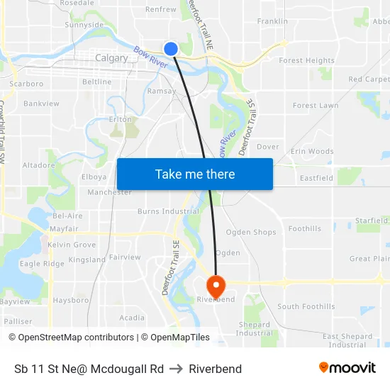 Sb 11 St Ne@ Mcdougall Rd to Riverbend map