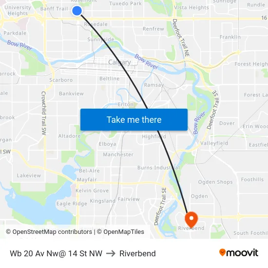 Wb 20 Av Nw@ 14 St NW to Riverbend map