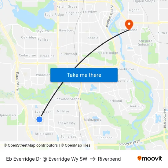 Eb Everridge Dr @ Everridge Wy SW to Riverbend map