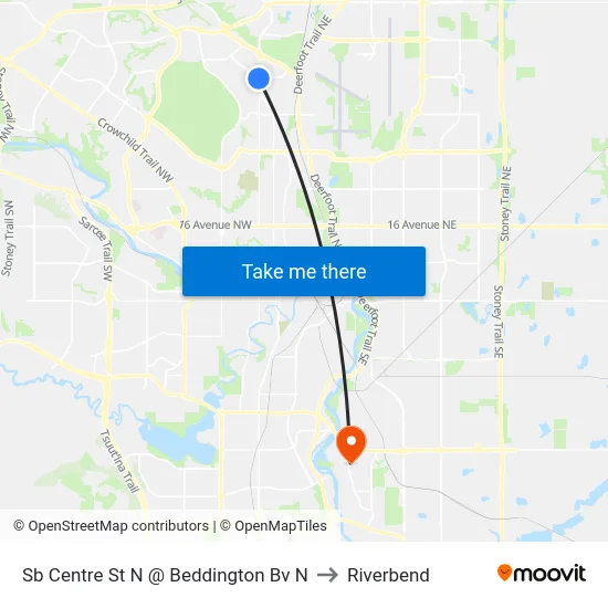 Sb Centre St N @ Beddington Bv N to Riverbend map