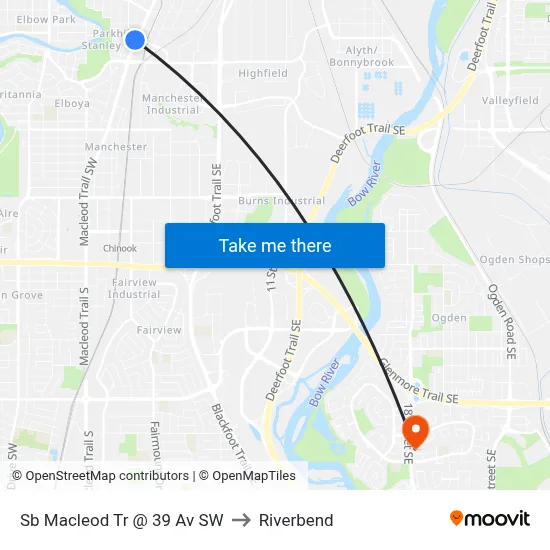 Sb Macleod Tr @ 39 Av SW to Riverbend map