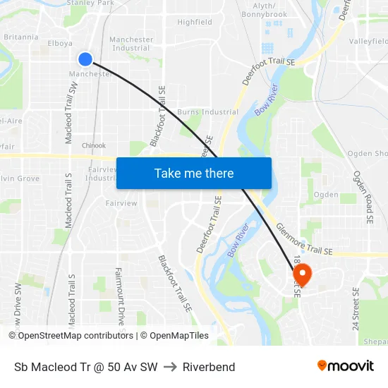Sb Macleod Tr @ 50 Av SW to Riverbend map