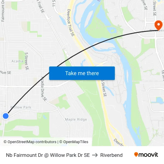 Nb Fairmount Dr @ Willow Park Dr SE to Riverbend map
