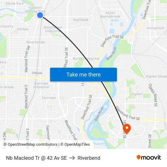 Nb Macleod Tr @ 42 Av SE to Riverbend map