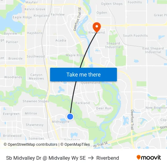 Sb Midvalley Dr @ Midvalley Wy SE to Riverbend map
