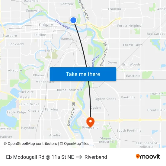 Eb Mcdougall Rd @ 11a St NE to Riverbend map