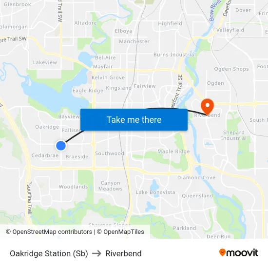 Oakridge Station (Sb) to Riverbend map