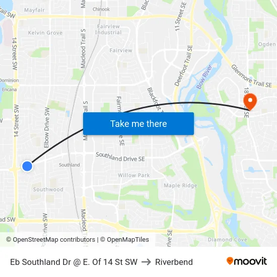 Eb Southland Dr @ E. Of 14 St SW to Riverbend map