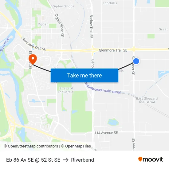 Eb 86 Av SE @ 52 St SE to Riverbend map