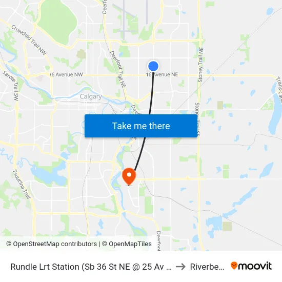 Rundle Lrt Station (Sb 36 St NE @ 25 Av Ne) to Riverbend map