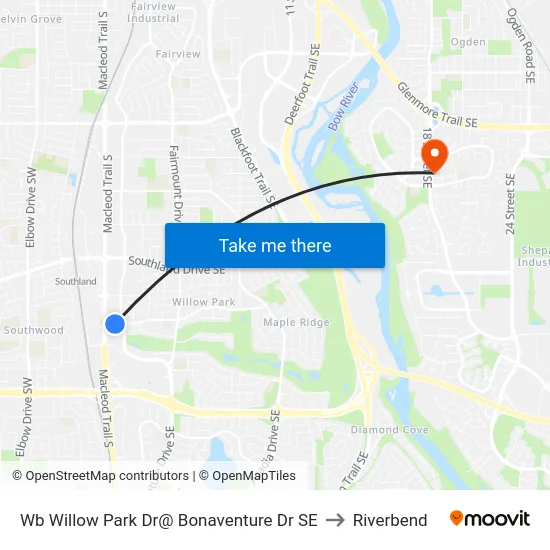 Wb Willow Park Dr@ Bonaventure Dr SE to Riverbend map