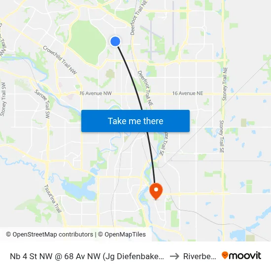 Nb 4 St NW @ 68 Av NW (Jg Diefenbaker Hs) to Riverbend map