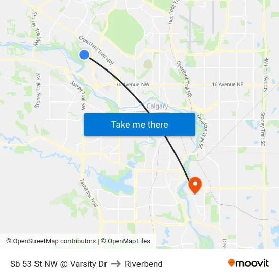 Sb 53 St NW @ Varsity Dr to Riverbend map