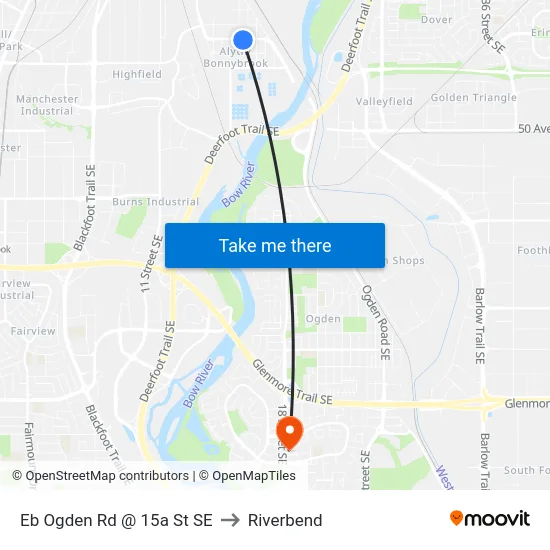 Eb Ogden Rd @ 15a St SE to Riverbend map