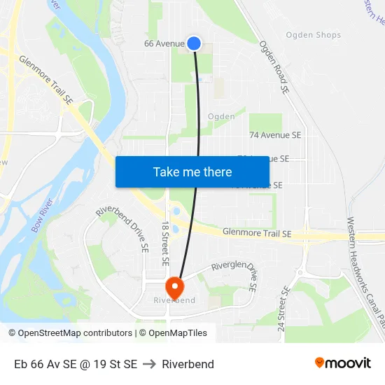 Eb 66 Av SE @ 19 St SE to Riverbend map