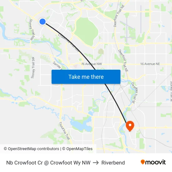 Nb Crowfoot Cr @ Crowfoot Wy NW to Riverbend map