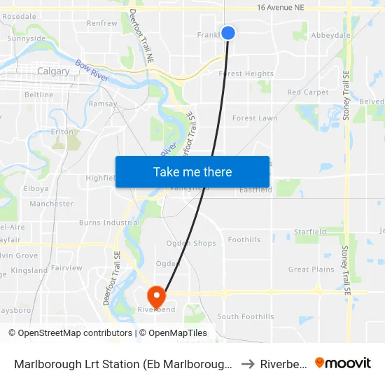 Marlborough Lrt Station (Eb Marlborough Dr) to Riverbend map