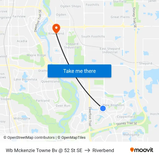 Wb Mckenzie Towne Bv @ 52 St SE to Riverbend map