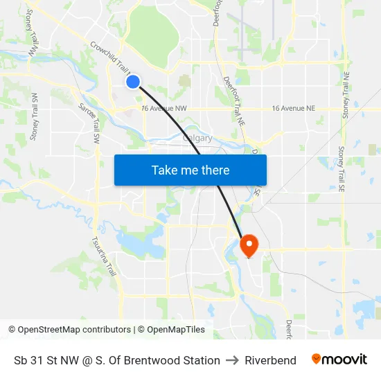 Sb 31 St NW @ S. Of Brentwood Station to Riverbend map