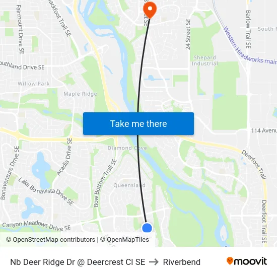 Nb Deer Ridge Dr @ Deercrest Cl SE to Riverbend map
