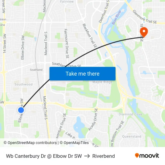 Wb Canterbury Dr @ Elbow Dr SW to Riverbend map