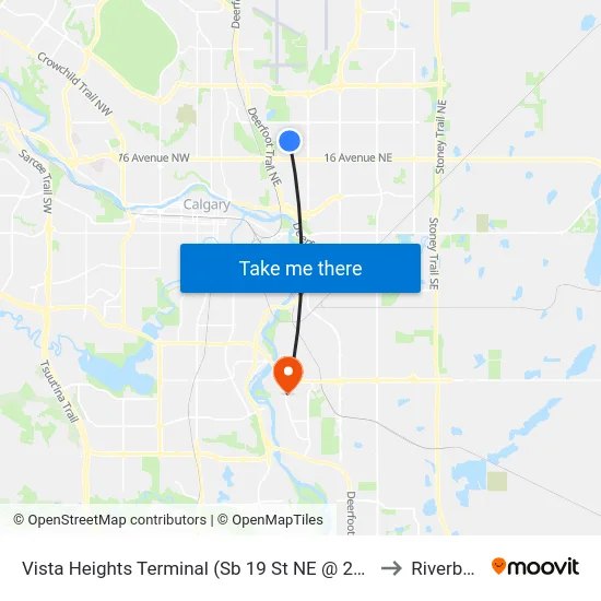 Vista Heights Terminal (Sb 19 St NE @ 24 Av Ne) to Riverbend map
