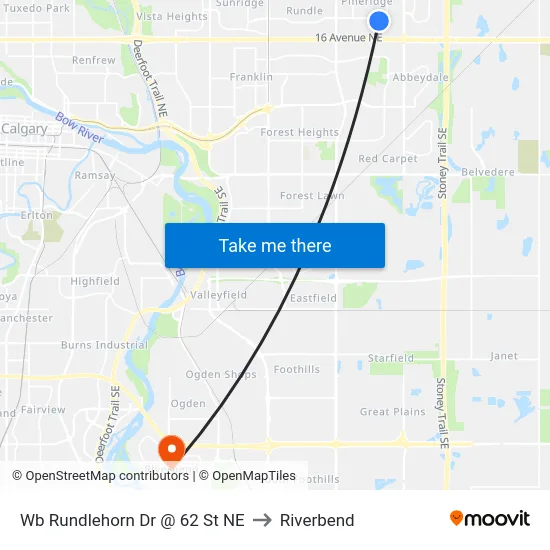 Wb Rundlehorn Dr @ 62 St NE to Riverbend map