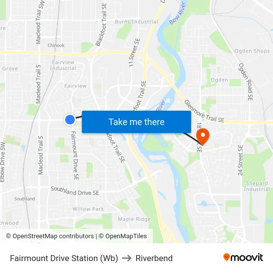 Fairmount Drive Station (Wb) to Riverbend map