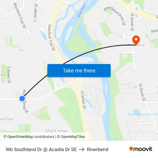 Wb Southland Dr @ Acadia Dr SE to Riverbend map
