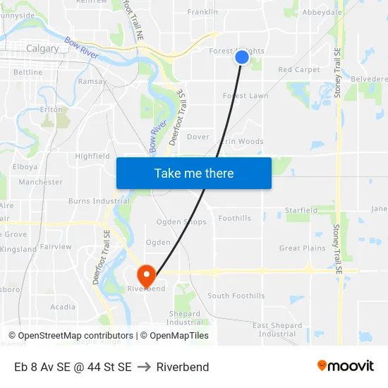 Eb 8 Av SE @ 44 St SE to Riverbend map