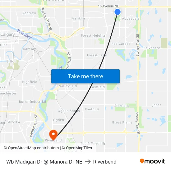Wb Madigan Dr @ Manora Dr NE to Riverbend map