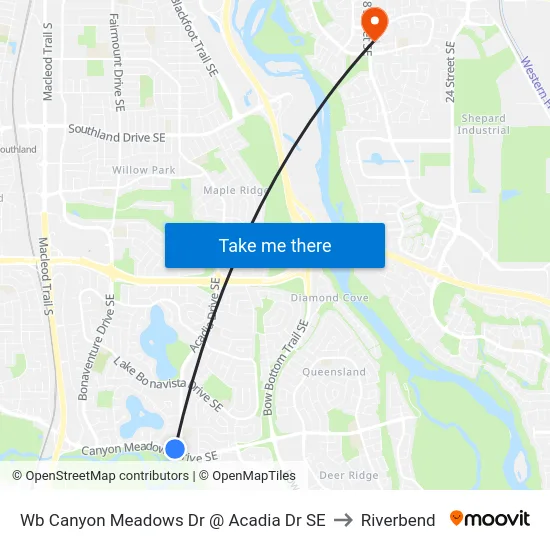 Wb Canyon Meadows Dr @ Acadia Dr SE to Riverbend map