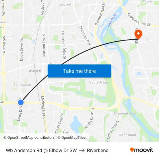 Wb Anderson Rd @ Elbow Dr SW to Riverbend map