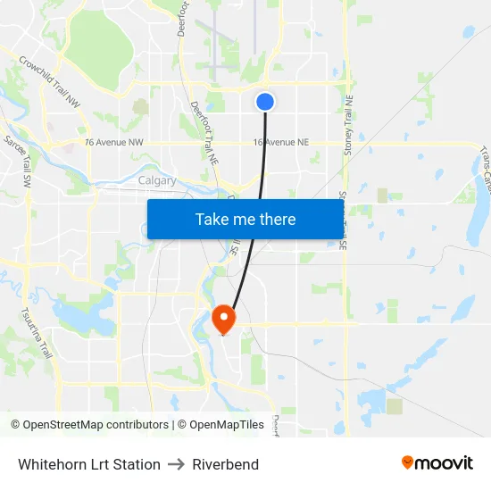 Whitehorn Lrt Station to Riverbend map