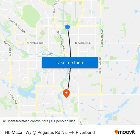 Nb Mccall Wy @ Pegasus Rd NE to Riverbend map