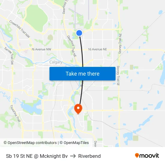 Sb 19 St NE @ Mcknight Bv to Riverbend map