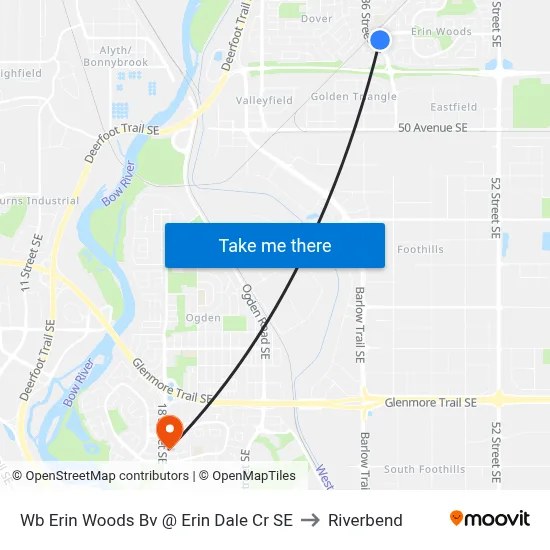 Wb Erin Woods Bv @ Erin Dale Cr SE to Riverbend map