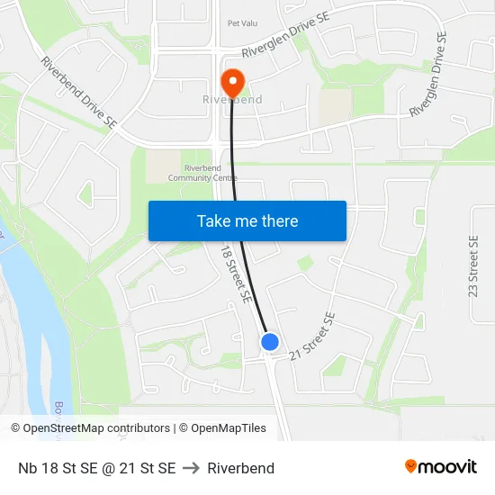 Nb 18 St SE @ 21 St SE to Riverbend map